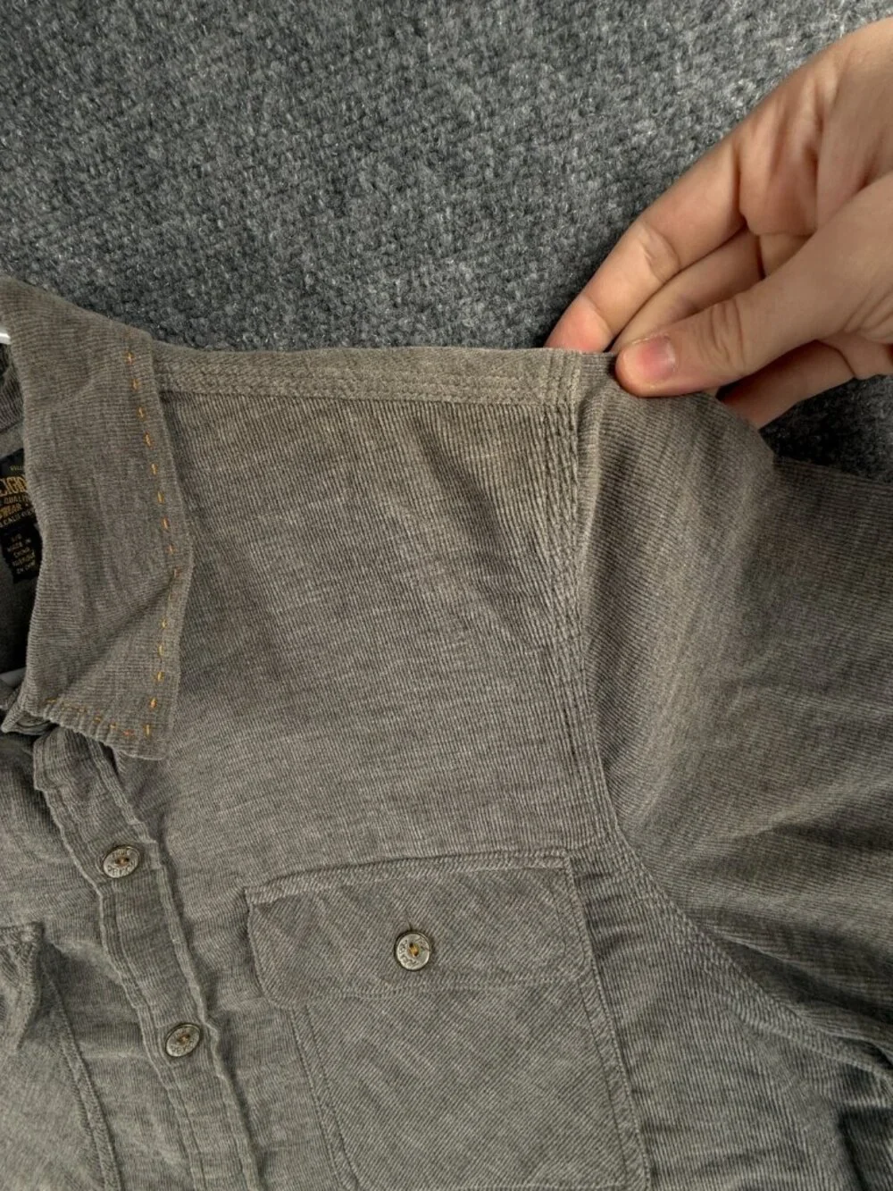 True Religion Fine Corduroy Button Up Gray Long Sleeve Large Soft Pockets **